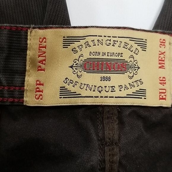 Springfield Pants Men's 36 Chino Dark Grey Straight Leg Flat Front 100% Cotton - Picture 7 of 10